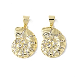 Настоящее золото 18K Латунные микро проложить кубического циркония подвески, Спиральные раковины, стойки покрытие, долговечный, без кадмия и без свинца, реальный 18 k позолоченный, 19.5x13.5x3.5 мм, отверстие : 4.5x3.5 мм