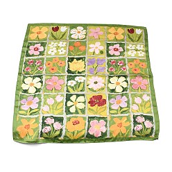 Colorful Polyester Floral Patchwork Square Scarf Silk Bandana, Colorful, 665x650x0.5mm