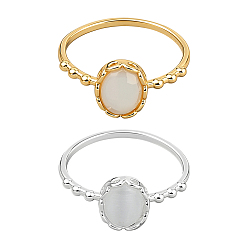 Золотой & Серебряный 2 шт. 2 цветные кольца из латуни и кошачьего глаза для женщин, овальные, золотой и серебряный, 9x7.5 мм, внутренний диаметр: 17.2 мм, 1 шт / цвет