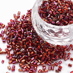 (123L) Белый крем непрозрачный блеск Стеклярус, серебряная подкладка цвета радуги, огнеупорный кирпич, 2.5~3x2 мм, отверстие : 0.9 мм, Около 15000 шт / фунт