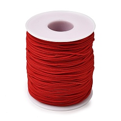 Rouge Cordes en polyester tressé, cordon rond chinois à nœuds, rouge, 1.1~1.2mm, environ 109.36 yards (100m)/rouleau