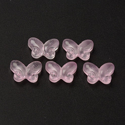 Pearl Pink Transparent Glass Beads, Butterfly, Pearl Pink, 10x14.5x4.5mm, Hole: 0.7~1mm