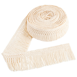 Amande Blanche Cordon en coton, ruban à pompon, accessoires de vêtements, amande blanchie, 3-5/8 pouces (93 mm), environ 20.00 yards (18.29m)/paquet