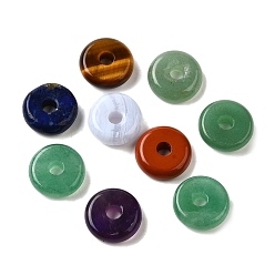 Смешанные камни Натуральный зеленый авантюрин, аметист, тигровый глаз и красная яшма, диск, 12x4~4.5 мм, отверстие : 2.5 мм