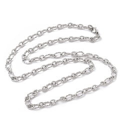 Нержавеющая Сталь Цвет Устойчивые к потускнению унисекс 304 ожерелья из текстурированной нержавеющей стали с цепочкой, с карабин-лобстерами , цвет нержавеющей стали, 28.35 дюйм (72 см)