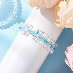 Небесно-голубой Имитация австрийских хрустальных биконусных бусин, плетеные браслеты из бусин для женщин, стрекоза, со стеклом, голубой, внутренний диаметр: 1-3/4~1-7/8 дюйм (4.4~8.4 см)