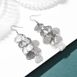 Нержавеющая Сталь Цвет 430 серьги с подвесками в форме сердца из нержавеющей стали, с железными крюками серьги, цвет нержавеющей стали, 76 мм