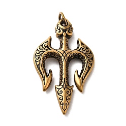 Античное Золото 304 из нержавеющей стали большие кулоны, с целью перехода в кольце, подвеска вилка с тремя зубьями, античное золото , 64x35x5.5 мм, отверстие : 7 мм