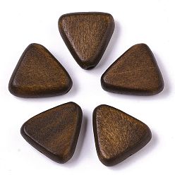 Kokosnuss braun Bemalte Naturholzperlen, Dreieck, Kokosnuss braun, 16x15~16x5.5 mm, Bohrung: 1.5 mm