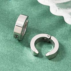 Stainless Steel Color 201 Stainless Steel Cuff Earrings, C-Shaped, with 304 Stainless Steel Pin, Stainless Steel Color, 13x4mm