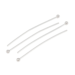 Platino Real Plateado Shegrace 20g pasadores de cabeza esférica de latón, sin cadmio y níque y plomo, Platino verdadero plateado, 36x2x0.7 mm, 21 calibre