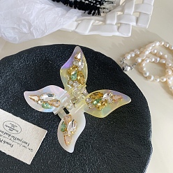 Золотистый Заколки для волос с когтями из ацетата целлюлозы (смола), бабочка, золотые, 63x59 мм