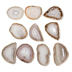 Белый Дым Кабошоны из натурального друзового агата, окрашенная и подогревом, самородки, серый, 48~105x39~68x4~7 мм, Около 25 шт / 1000 г