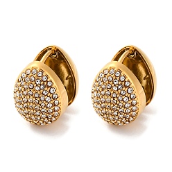 Кристалл Вакуумное покрытие pvd 304 серьги-кольца из нержавеющей стали со стразами для женщин, слеза, золотые, кристалл, 14x11.5x17 мм