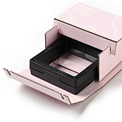 Misty Rose Cardboard Paper Jewelry Gift Boxes, with Square Plastic & PE FILM Floating Jewelry Display Cases, Rectangle with Word, Misty Rose, 8.05x9.1x4.55cm