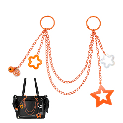 Оранжевый Акриловая звезда подвеска железная цепочка сумка декоративные цепи, с застежками-брелками из сплава, оранжевые, 318 мм