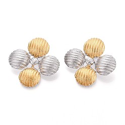 Позолоченный и Цвет Нержавейки 304 из нержавеющей стали серьги, двухцветный цветок, ионное покрытие (ip), настоящее золото и нержавеющая сталь, 37~38x37~38 мм