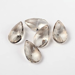 Темный Хаки Кулоны из граненого стекла, Темный хаки, 16x9x6 мм, отверстие : 1 мм