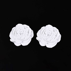 Белый Кабошоны из непрозрачной смолы в виде цветка, белые, 44~45x45~46x14 мм