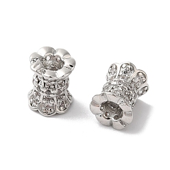 Платина Латунные микропаве из прозрачного кубического циркония, без кадмия, без никеля и без свинца, баррель, волнистый край, платина, 8x6.5 мм, отверстие : 1.8 мм