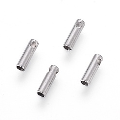 Stainless Steel Color 304 Stainless Steel Cord Ends, End Caps, Column, Stainless Steel Color, 7x2mm, Hole: 1mm, Inner Diameter: 1.5mm