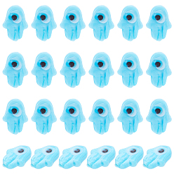 Темно-Голубой Ручной сглаза бусины бисер нитей, хамса рука, глубокое синее небо, 14~15x10x4 мм, отверстие : 1 мм, около 28 шт / нитка, 15.75 дюйм (40 см)