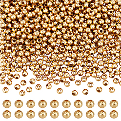 Настоящее золото 24K 600 шт. 304 бусины из нержавеющей стали, круглые, реальный 24 k позолоченный, 4x3.5 мм, отверстие : 1.5 мм