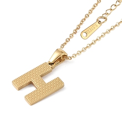 Letter H Ion Plating(IP) Initial Letter 304 Stainless Steel Pendant Necklaces, Real 18K Gold Plated, Letter H, 15.87 inch(40.3cm), Pendant: about 17x11.5mm