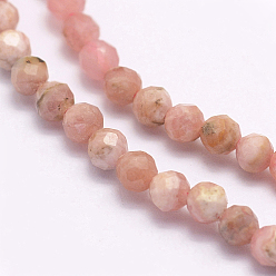 Rhodochrosite Natural Rhodonite Beads Strands, Grade AA, Faceted, Round, 2mm, Hole: 0.5mm, about 197pcs/strand, 15.7 inch(40cm)