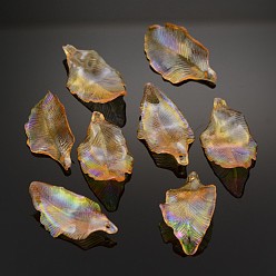 Light Khaki AB Color Plated Eco-Friendly Transparent Acrylic Pendants, Light Khaki, 33x19x3mm, Hole: 1.5mm, about 833pcs/500g