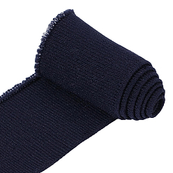 Bleu Foncé Bande en tissu élastique côtelé en polyester, Bordure douce et extensible pour vêtements d'intérieur faits maison, bandeaux et projets de couture, bleu foncé, 960x33x1mm
