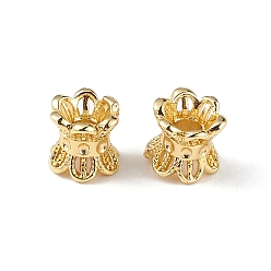 Настоящее золото 18K Покрытие стойки латунный шарик двухсторонний колпачок, без кадмия и без свинца, долговечный, реальный 18 k позолоченный, 6x5 мм, отверстие : 3 мм