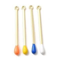 (52) Непрозрачная лаванда Подвески из сплава , с эмалью, без свинца, без кадмии и без никеля, стойки покрытие, чары из спичек, золотые, разноцветные, 49x4 мм, отверстие : 2 мм