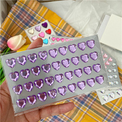 Лиловый Пластиковые самоклеящиеся наклейки со стразами, Водонепроницаемые блестящие наклейки с гранеными сердечками и кристаллами для декоративных подарков на вечеринке, детская художественная поделка, сирень, 75x150 мм