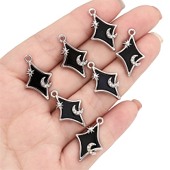 Rhombus Непрозрачные акриловые подвески, со сплавочной фурнитурой, звезды с луной, ромб, 24x15 мм
