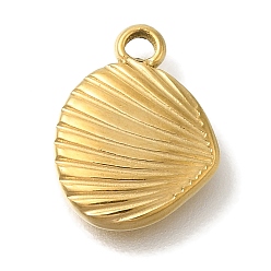 Shell Shape Подвески из нержавеющей стали 304, реальный 18 k позолоченный, формы раковины, 14x10.5x2.5 мм, отверстие : 1.6 мм