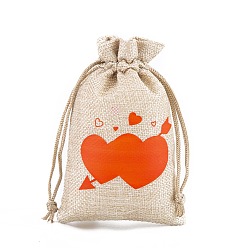 Arrow Мешочки из мешковины с принтом ко Дню святого Валентина и шнурком, красные, прямоугольные, стрелка, 15x10 см