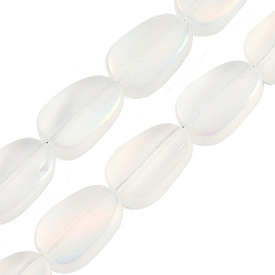 Прозрачный АВ Стеклянные бусины с гальваническим покрытием , матовые, овальные, чёрные, 14x9x4.5 мм, отверстие : 1 мм, около 50 шт / нитка, 27.17 дюйм (69 см)