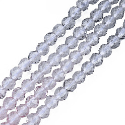 Gray Transparent Glass Beads Strands, Segmented Multi-color Beads, Faceted Round, Gray, 3mm, Hole: 0.7mm, about 136~139pcs/strand, 14.53 inch~14.84 inch(36.9~37.7cm)