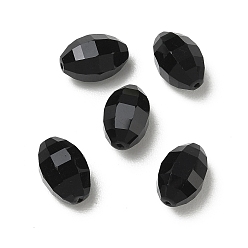 Black Glass K9 Glass, Imitation Austrian Crystal Beads, Faceted, Oval, Black, 11x8mm, Hole: 0.8~1.4mm