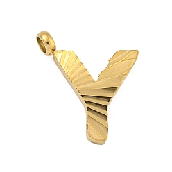 Letter Y Ионное покрытие (ip) 304 брелоки из нержавеющей стали, гравированная фигурка ручной работы, полностью отполированный, золотые, Письмо Y, 13.5x11.5x2 мм, отверстие : 1.8 мм