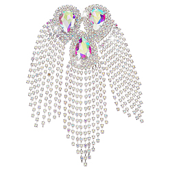 Argent Épaulettes à rivets et pompons en strass, insignes d'épaule, larme, avec broche, argenterie, 185x80x8mm