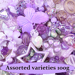 (52) Непрозрачная лаванда 100 g 10 стили прозрачные акриловые бусины, разнообразные, разноцветные, 4~51x6~51x2~36.5 мм, отверстие : 0.5~5.5 мм, 10 g / style