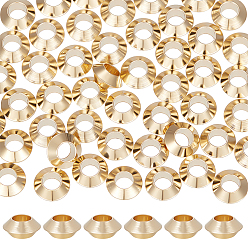 Настоящее золото 24K 70 латунные бусины шт., долговечный, двухконусные, реальный 24 k позолоченный, 6x3 мм, отверстие : 3 мм