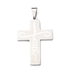 Нержавеющая Сталь Цвет 304 прелести нержавеющей стали, крестик, цвет нержавеющей стали, 43.5x29.5x2.5 мм, отверстие : 7.5x4.5 мм