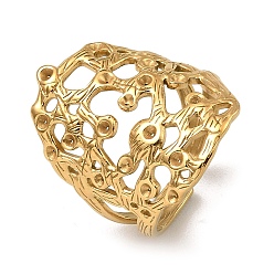 Настоящее золото 18K 304 открытые манжеты из нержавеющей стали, полый, реальный 18 k позолоченный, размер США 7 3/4 (17.9 мм)