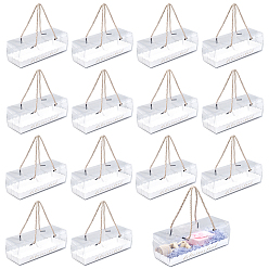 Белый Прямоугольные складные коробки для хранения из бумаги и пластика с ручкой из полиэстеровой веревки., белые, 215x80x80 мм