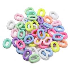 Mixed Color Frosted Acrylic Linking Rings, Quick Link Connectors, for Cable Chain Making, Oval, Mixed Color, 19x14x4.5mm, Inner Diameter: 11x6mm, about 833pcs/500g
