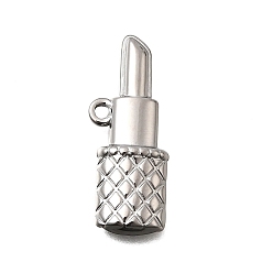 Нержавеющая Сталь Цвет 304 подвески из нержавеющей стали, губная помада, цвет нержавеющей стали, 10x25x2.5 мм, отверстие : 1.6 мм