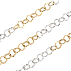Золотой & Цвет Нержавеющей Стали Двухцветные 304 канатные цепи из нержавеющей стали, пайки, с катушкой, ионное покрытие (ip), золотые и нержавеющая сталь цвет, 4x0.5 мм
